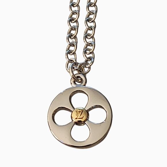 Louis Vuitton Repurposed Clover Multicolor Pendant 18K White GF Necklace - Picture 2 of 4